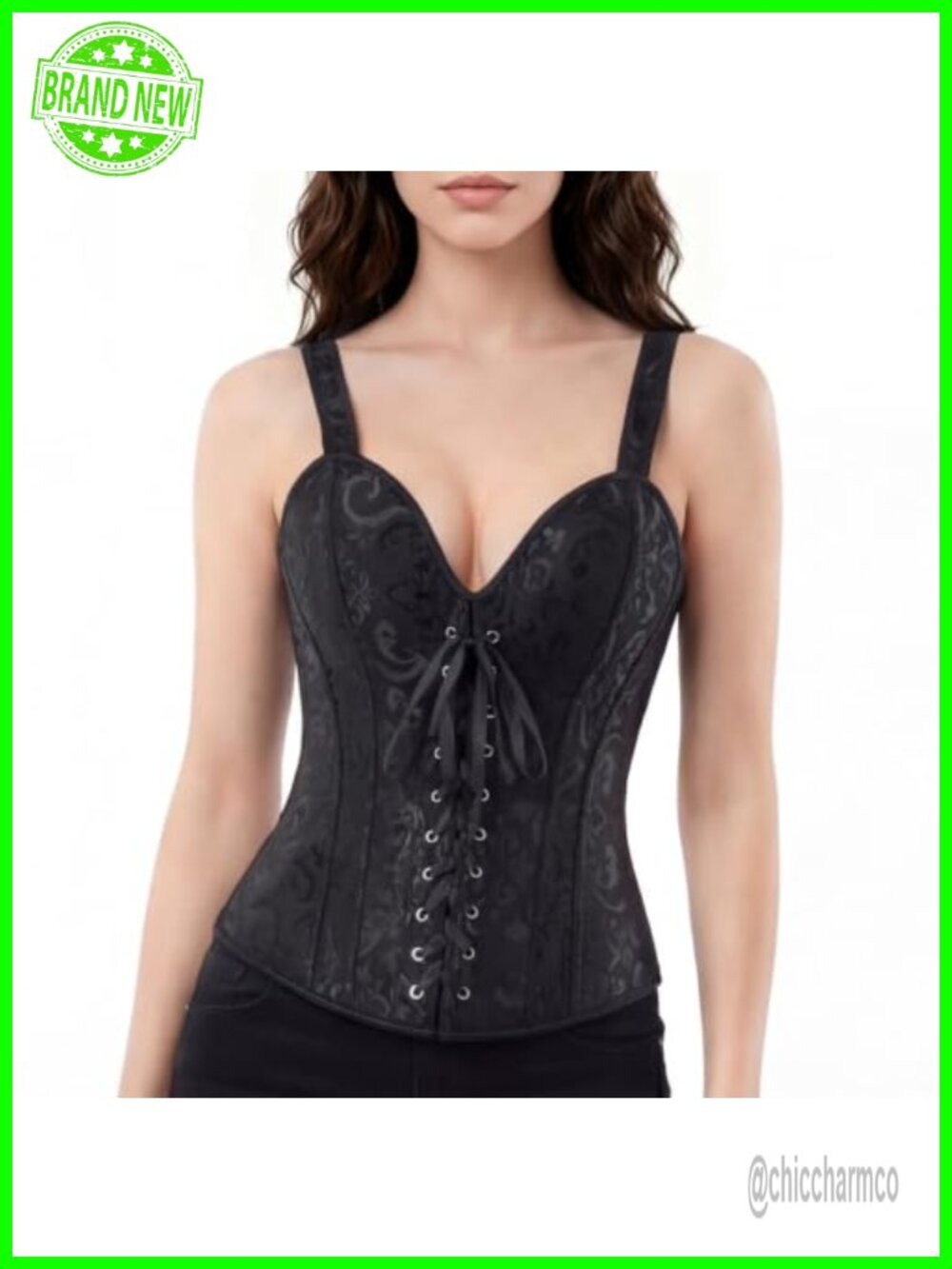 Overbust Corset Bustier with Straps Victorian Lace Gothic Halloween Costume